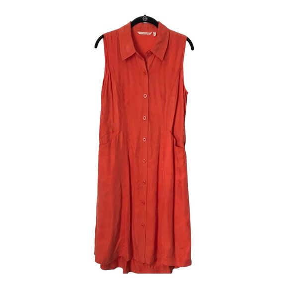Soft Surroundings Dress Size M Coral Sleeveless Button Front Long Midi Collard - Picture 1 of 12